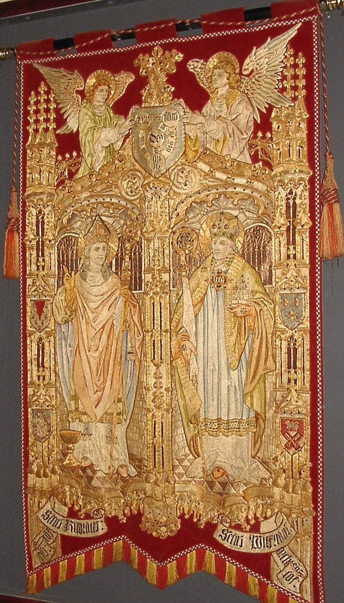 Banner mit Richard (links) und  Wilfrid von York, in der Kathedrale in Chichester