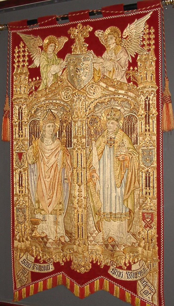 Banner mit Richard (links) und Wilfrid von York, in der Kathedrale in Chichester