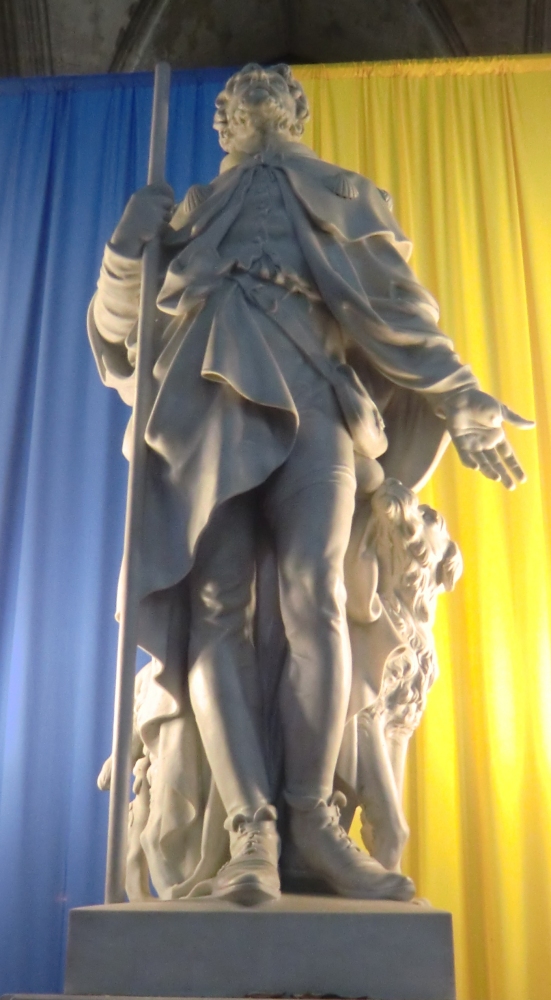 Statue: Rochus mit dem ihn nährenden Hund, in der Kirche St-Roch in Montpellier