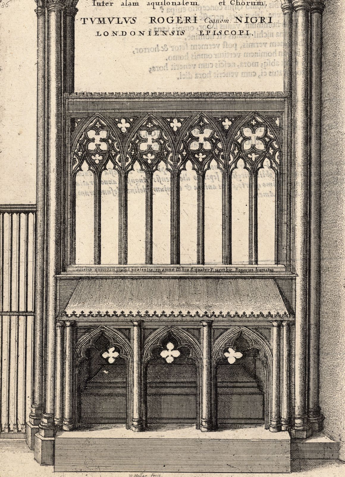 Wenceslaus Hollar (1607 - 1677): Zeichnung von Roger Nigers Grab in der St-Pauls-Kathedrale in London, in der Thomas Fisher Rare Book Library in Toronto