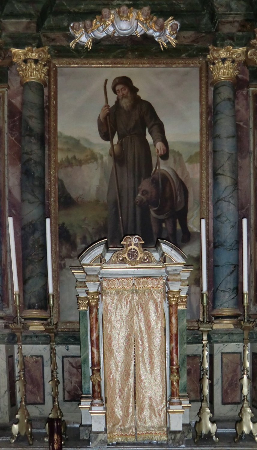 Altar mit Bild von G.B. Chiocchetti, 1715, in der Romedius geweihten Kirche in der Einsiedelei in Tavon