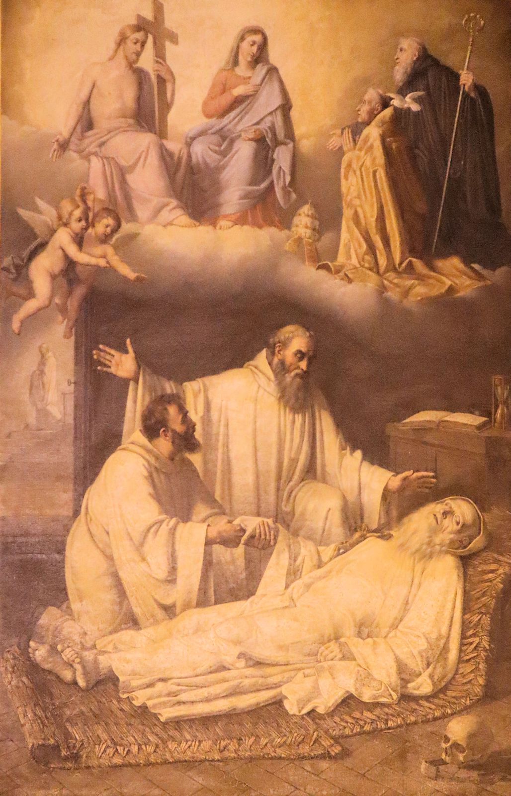 F. Vittori: Romuald begleitet Kaiser Otto III. 1002 beim Sterben - was historisch unhaltbar ist -, 18. Jahrhundert, , in der Kirche San Pietro in Gubbio