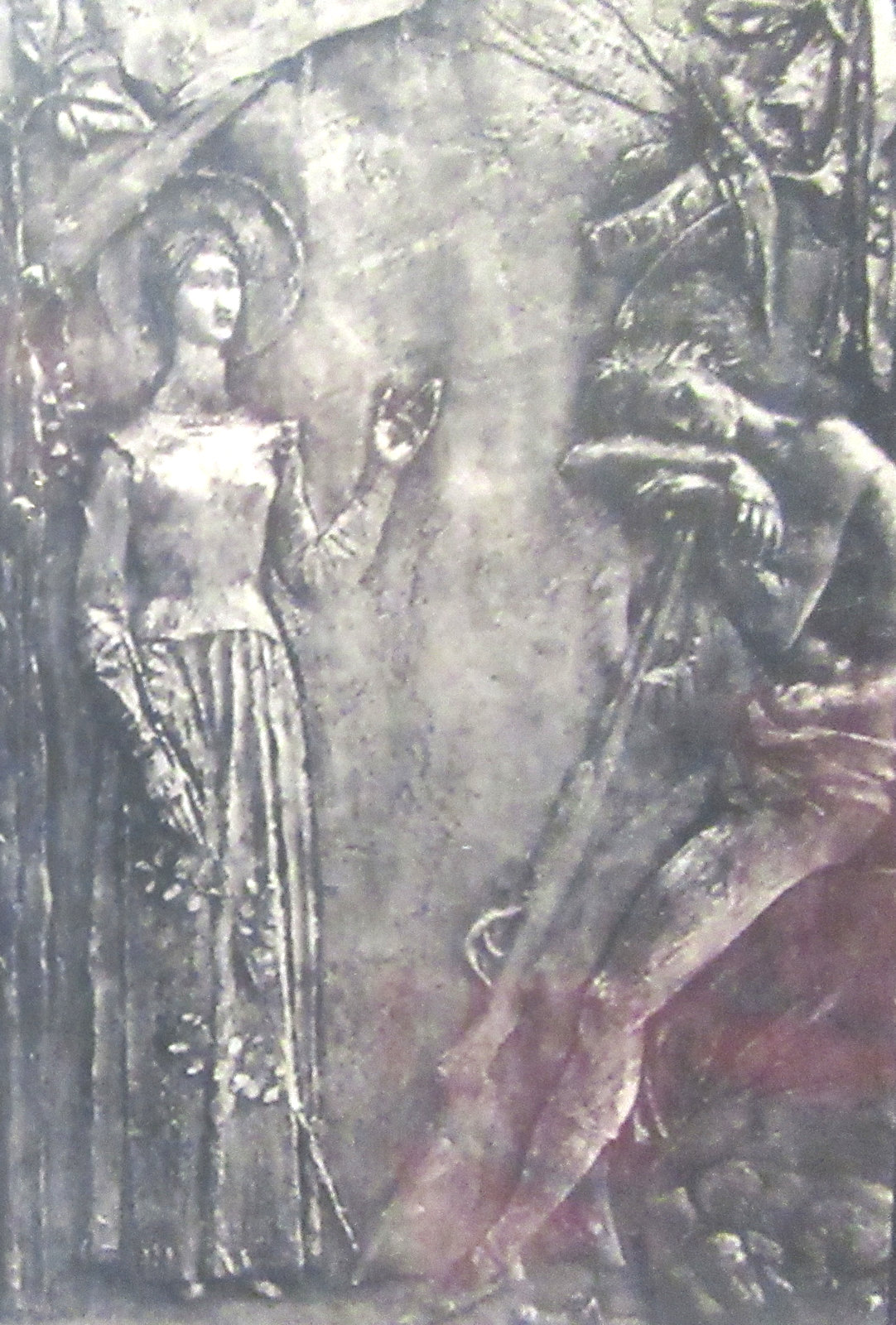F. Sgarlata: Rosalia und der Jäger, Bronzerelief, 1960, an der Tür der Kathedrale in Palermo
