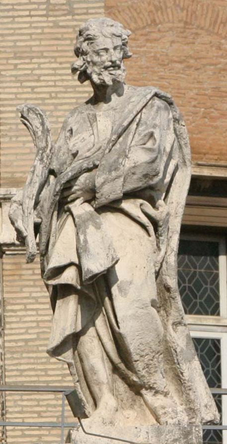 Matteo Tomassini: Rufus-Statue, 1702/1703, auf den Kolonaden am Petersplatz in Rom