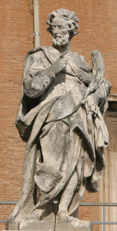 Annibale Casella: Zosimus-Statue, 1702/1703, auf den Kolonaden am Petersplatz in Rom