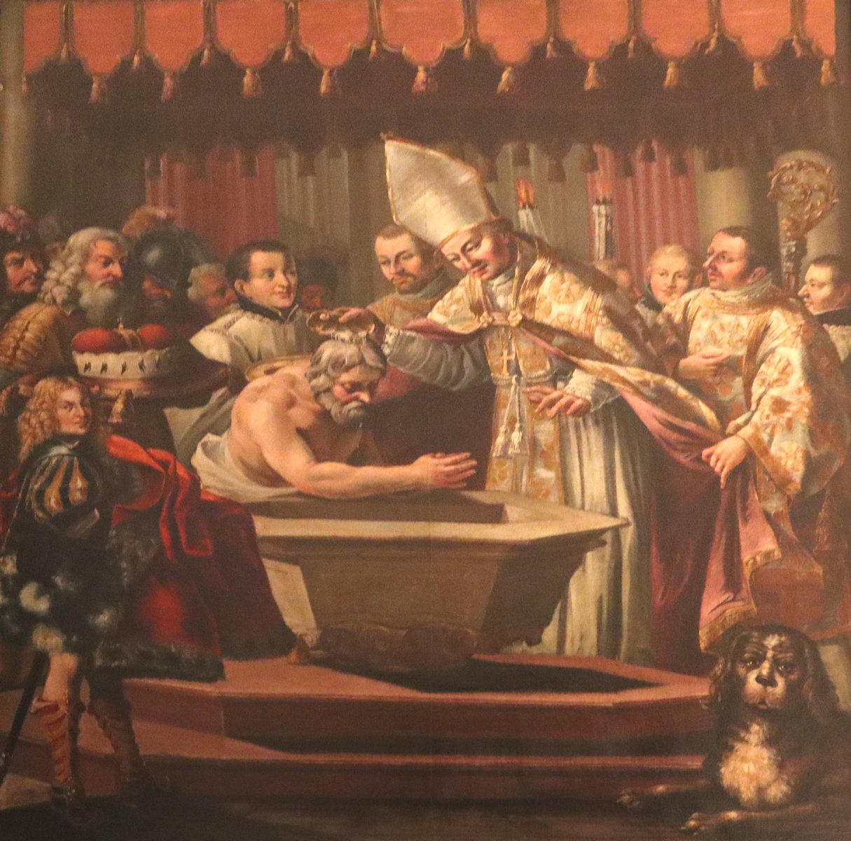 Gemälde: Rupert tauft Bayernheruog Theodo, in der Kirche des Klosters St. Peter in Salzburg