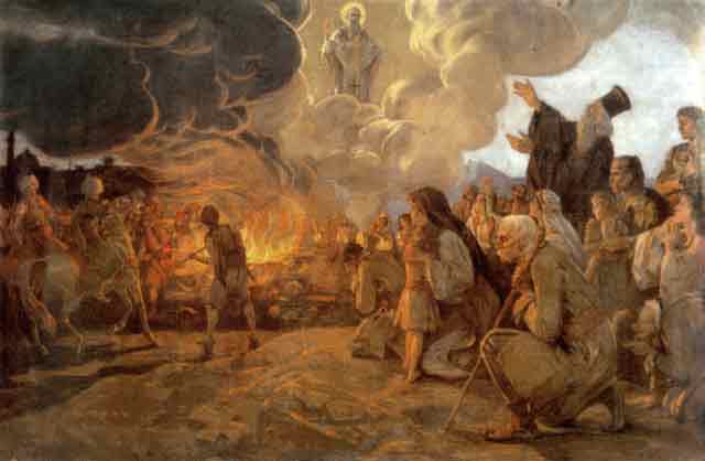 Uros Predic (1857 - 1953): Die Türken verbrennen Sabas' Gebeine