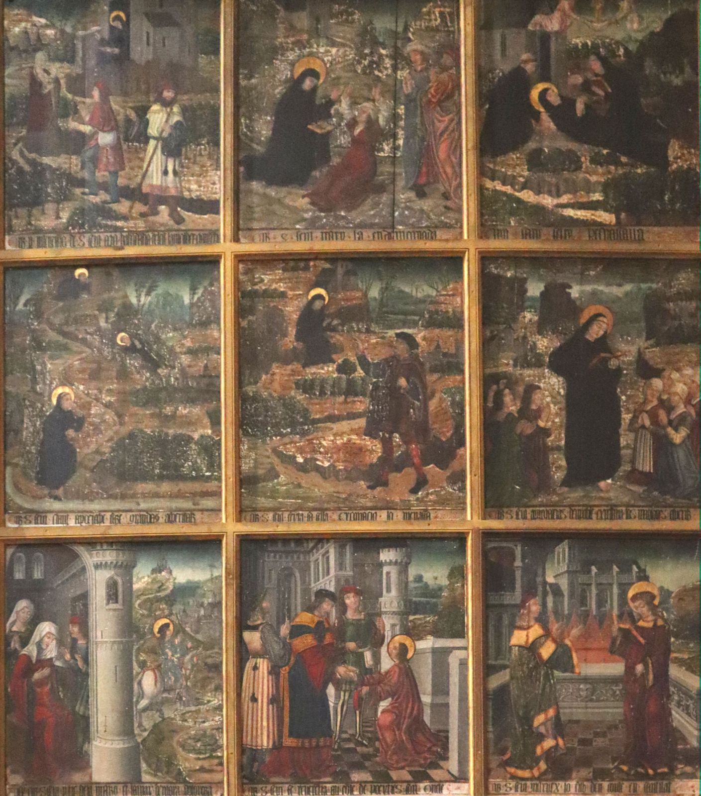 erste Tafel zur Lebensgeschichte von Sabinus mit Inschriften in okzitanischer Sprache, um 1600, in der Kirche des ehemaligen Klosters in Saint-Savin