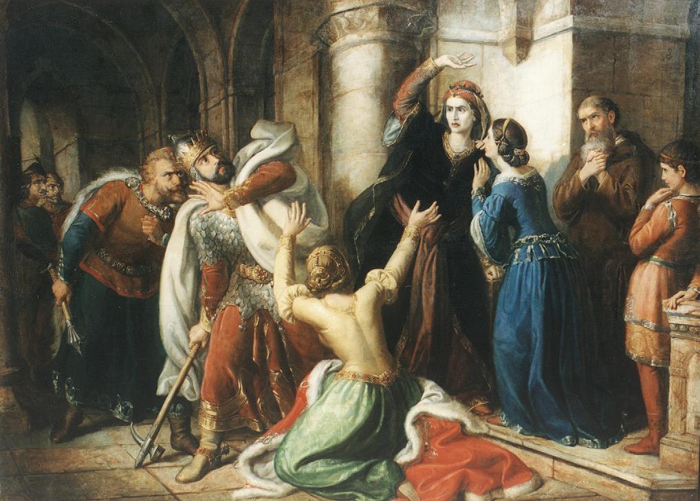 Orlai Petrich Soma: Salomon wird von seiner Mutter verflucht, weil er nicht auf den Thron verzichten will, 1857, im Déri-Museum, in Debrecen in Ungarn