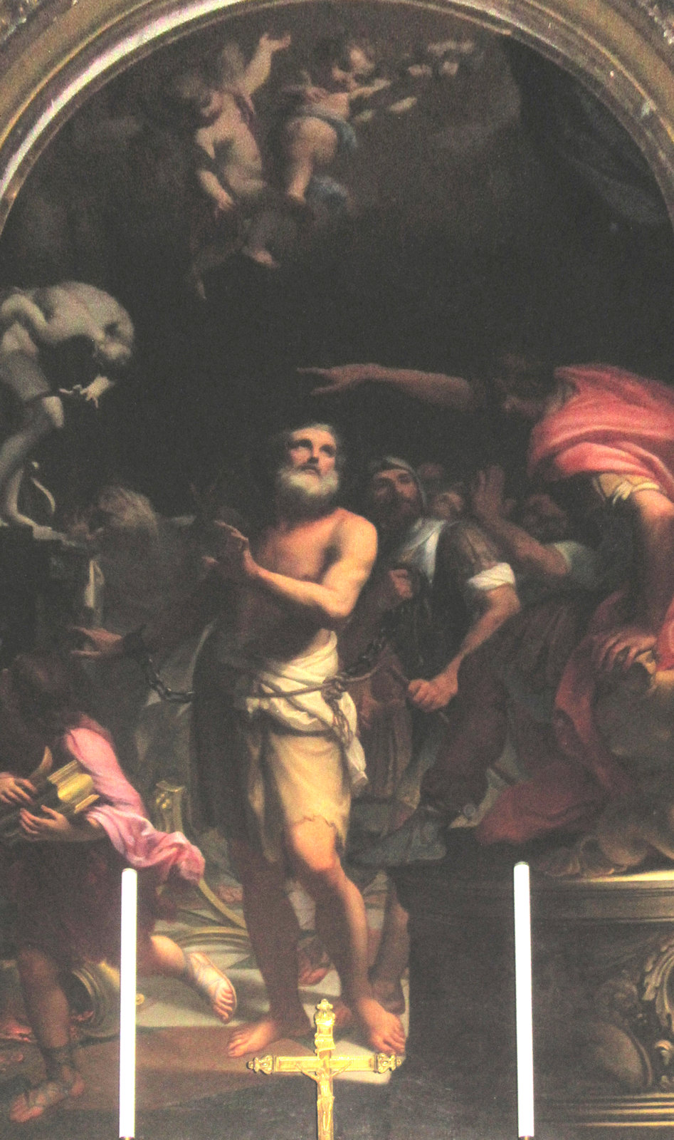 Saturninus' wird zur Zwangsarbeit verurteilt, Altarbild in der Kirche Santi Giovanni e Paolo in Rom