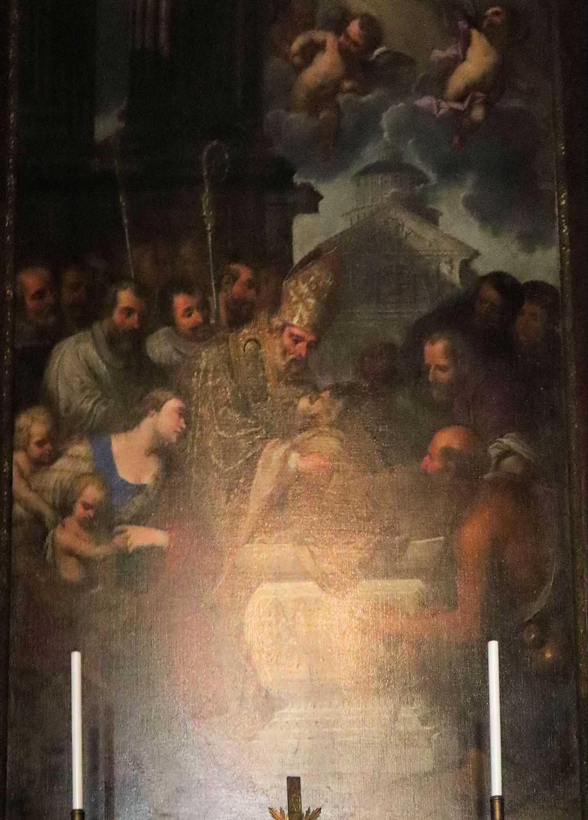 Altarbild: Ambrosius überträgt Satyrus' Leichnam, in der Kirche San Vittore al Corpo in Mailand