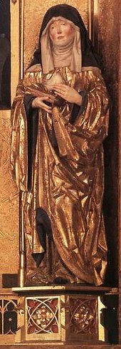 Michael Erhart: Scholastika. Ausschnitt aus dem Mittelteil des Altars der Kirche der Benediktinerabtei Blaubeuren, 1493 - 94