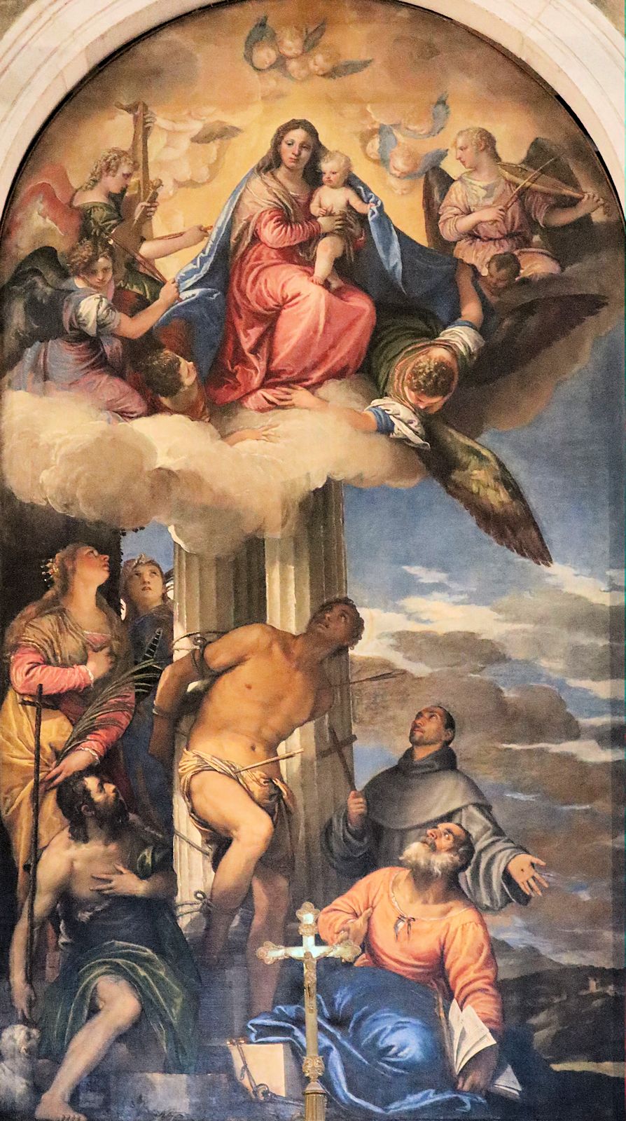 Paolo Veronese: Sebastian und andere Heilige vor Maria, 1564/1565, Hochaltarbild in der Kirche San Sebastiano in Venedig