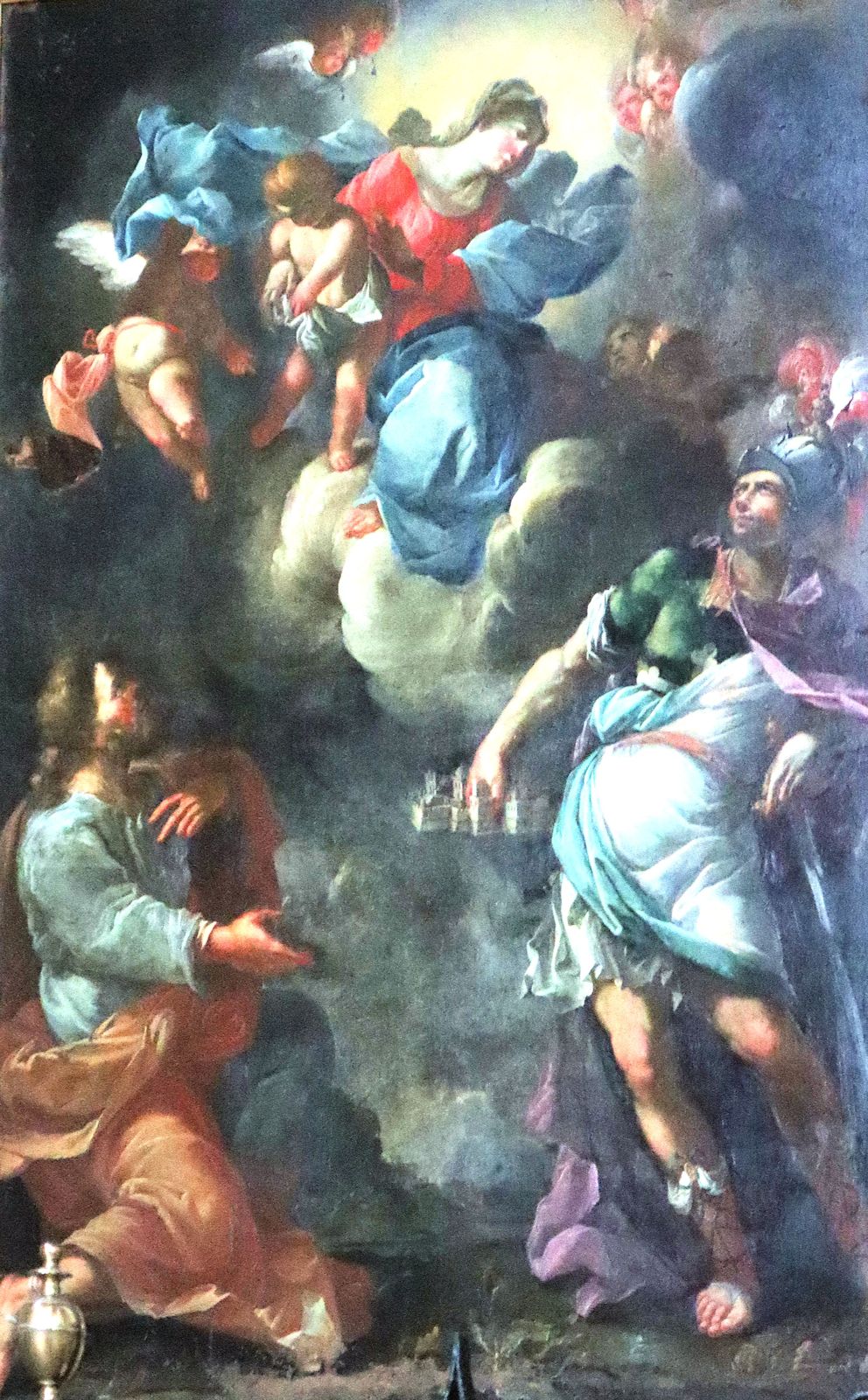 Altarbild: Theobald Roggeri (links) und Secundus vor Maria, nach 1694, in der Kathedrale in Asti