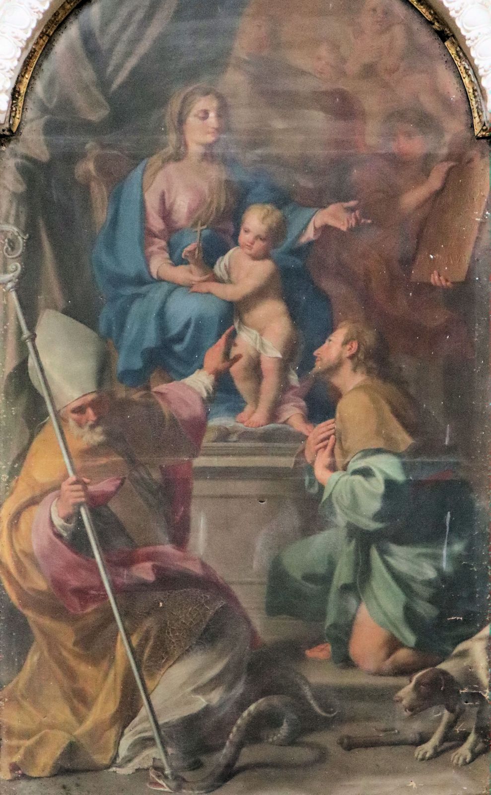 Gaetano Lapis (?): Septimus und Rochus von Montpellier vor Maria, Altarbild, um 1745, in der Kathedrale in Jesi