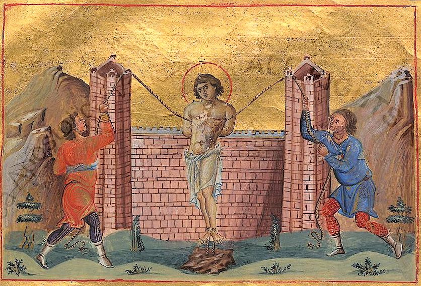 Severians Martyrium, um 1000, aus dem Menologion von Basilius II., in der Vatikanischen Bibliothek in Rom