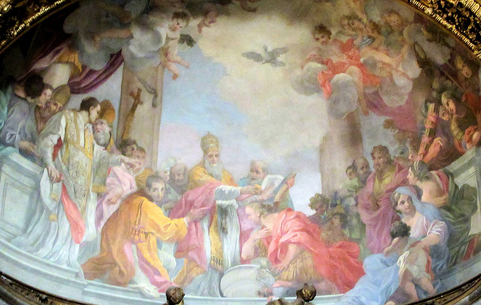 Ludovico Gimignani:  Silvester tauft Konstantin, Apsisfresko, 1688, in der Kirche San Silvestro in Capite