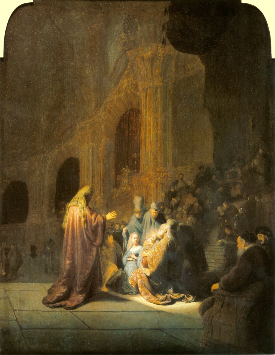 Rembrandt Harmensz van Rijn: Simeon im Tempel, 1631, im Mauritshuis in Den Haag