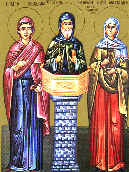 Griechische Ikone: Simeon mit Susanna und Marciana