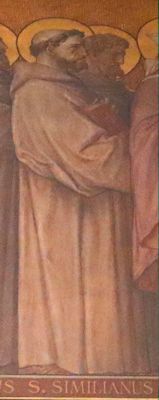 Alphonse Le Hénaff: Die Heiligen der Bretagne (Ausschnitt), Fresko, um 1874, in der Kathedrale in Dol-de-Bretagne