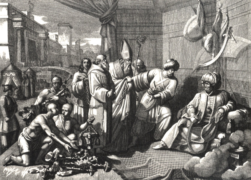 Sophronius und der Mönch Theodosius vor dem Emir von Palermo