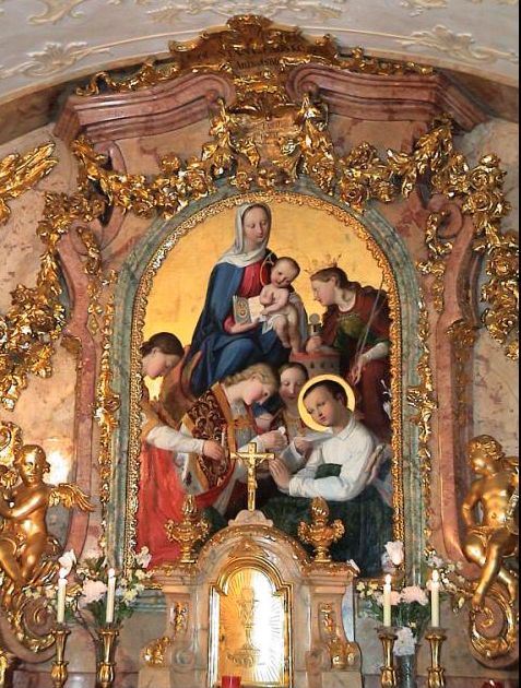 Franz Stecher: wundersame Kommunion für Stanislaus, 1840, in der Kapelle im Haus „Zur goldenen Schlange” in Wien