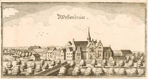 Matthias Merian: Wessobrunn, Kupferstich, um 1640