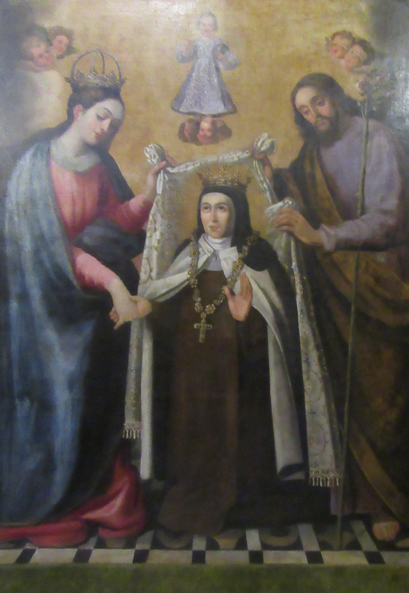 Theresas Einkleidung durch Maria und Joseph, um 1680, im Museum in Alba de Tormes