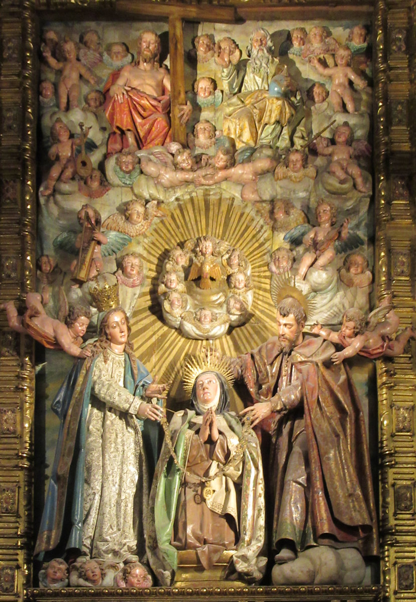 Hochaltar: Theresa mit Maria und Joseph, in der Klosterkirche La Santa am Ort des Geburtshauses in Ávila