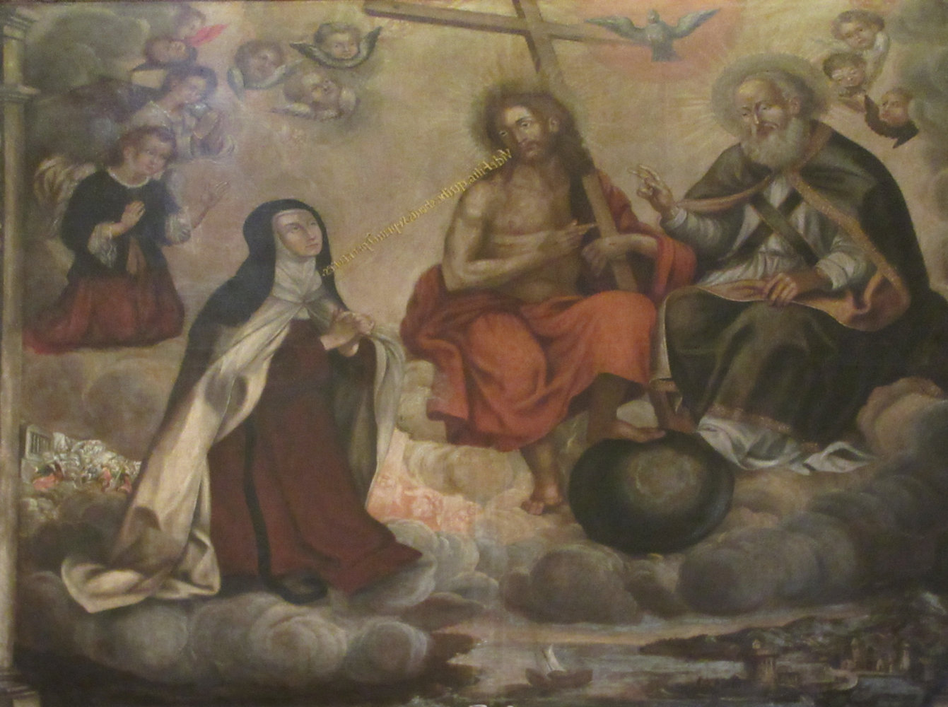 Gregorio Fernández: Die Erscheinung der Dreieinigkeit / Dreifaltigkeit vor Theresa, um 1635, in der Geburtskapelle der der Klosterkirche La Santa am Ort des Geburtshauses in Ávila