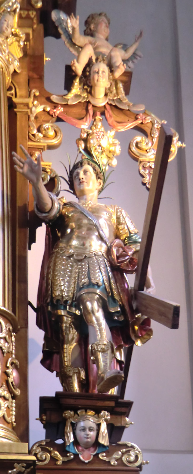 Statue, um 1640 in der Pelagiuskirche in Bischofszell im Kanton Thurgau in der Schweiz