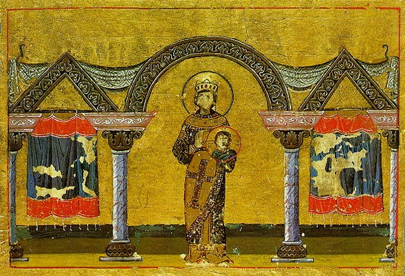 Miniatur aus dem Menologion von Basil II., um 985, in der Vatikanischen Bibliothek in Rom