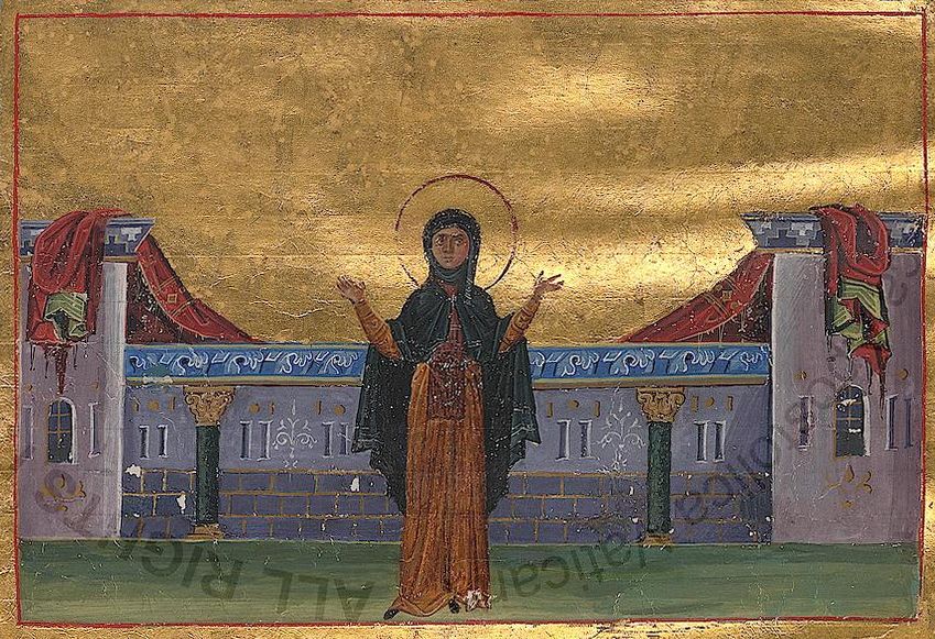 Buchmalerei, um 1000, aus dem Menologion von Basilius II., in der Vatikanischen Bibliothek in Rom