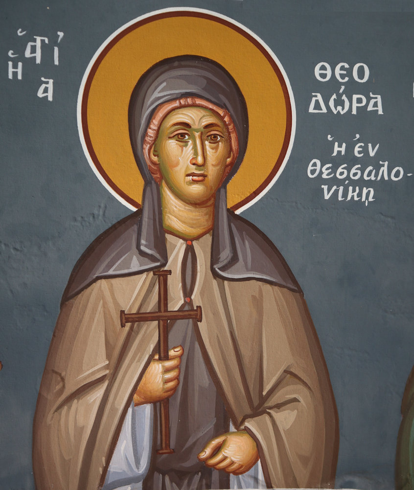 Fresko in der Kapelle am Grab von Theodosios „dem Heiler” im Kloster Agiou Theodosiou tou Neou nahe Agia Triada bei Argos