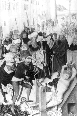 Tafelbild: Die Marter des Seligen Thiemo, um 1500, Wien