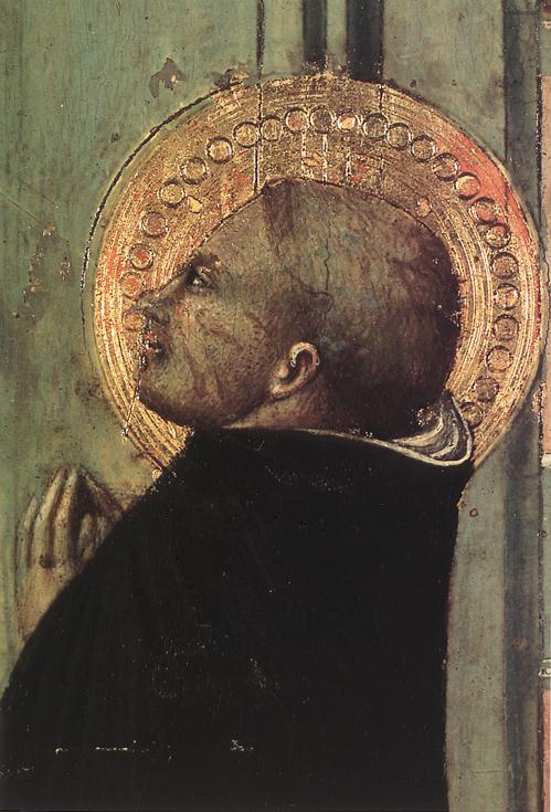 Stefano di Giovanni Sassetta: Thomas, vom Heiligen Geist inspiriert (Detail), 1423, Museum der schönen Künste, Budapest