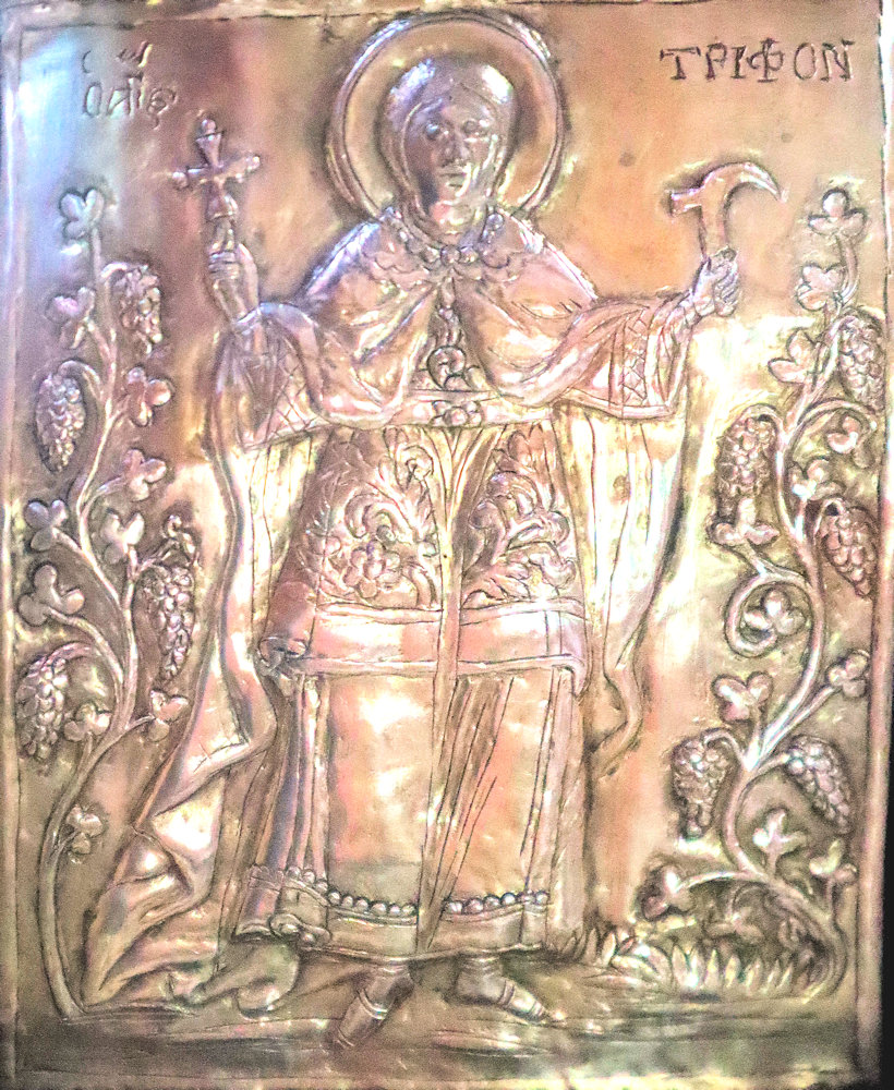 Kupferarbeit in der Apostolos-Kirche in Agios Laurentios bei Volos in Griechenland