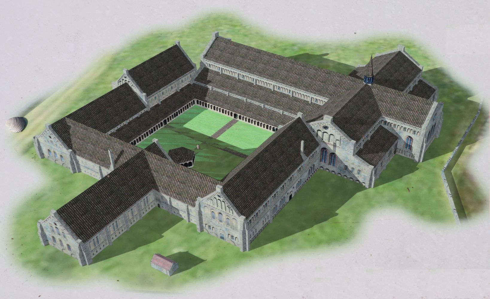 Zeichnung auf der Infotafeln am Gedenkstein für das Kloster Bloomkamp