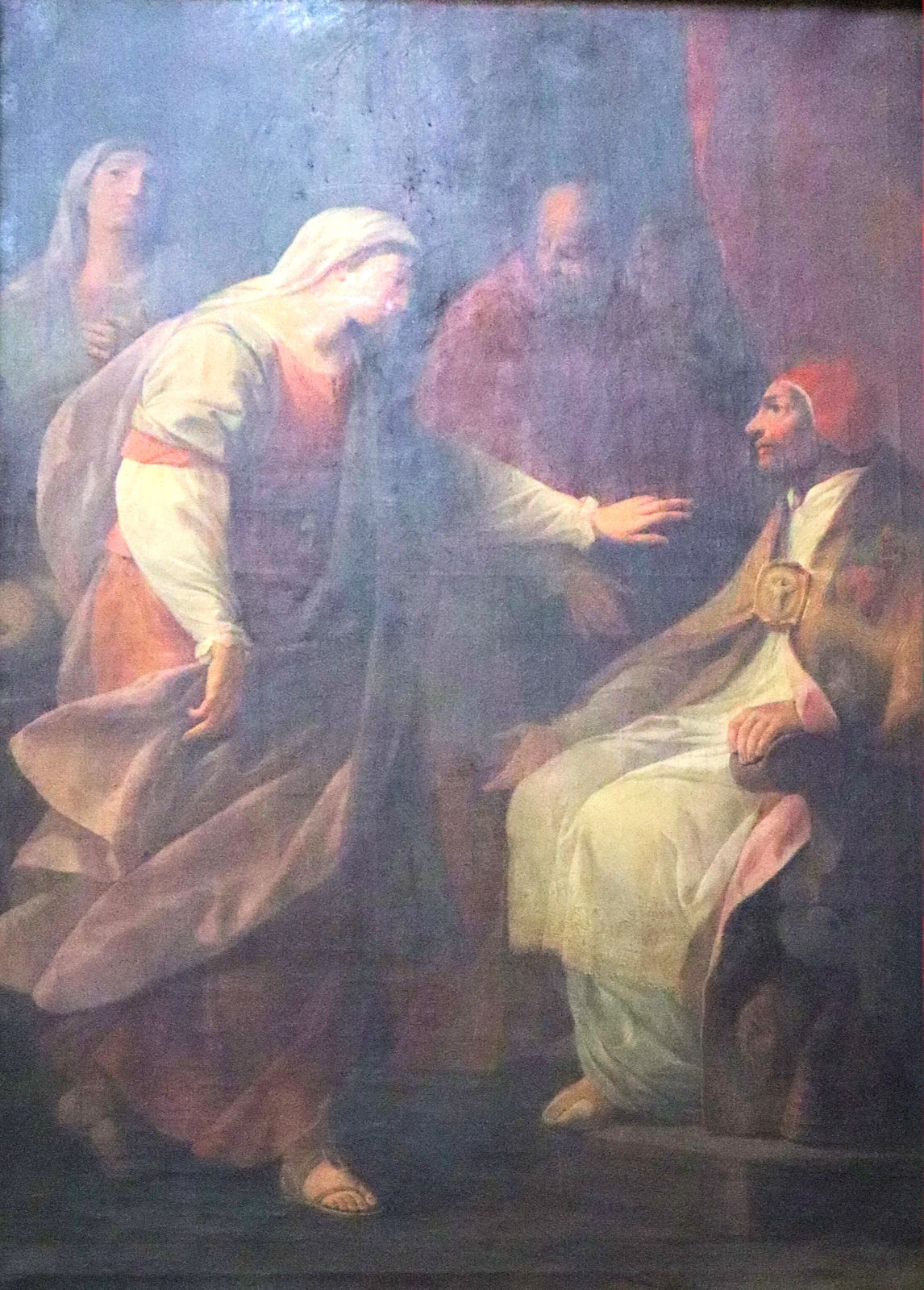 Benigno Bossi: Ursula bei Gegenpapst Clemens VII. in Avignon, Altarbild, um 1780, in der Kirche San Quintino in Parma