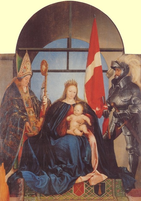 Hans Holbein der Jüngere: „Solothurner Madonna” mit Martin von Tours (links) und Ursus (rechts), 1522, im Kunstmuseum in Solothurn