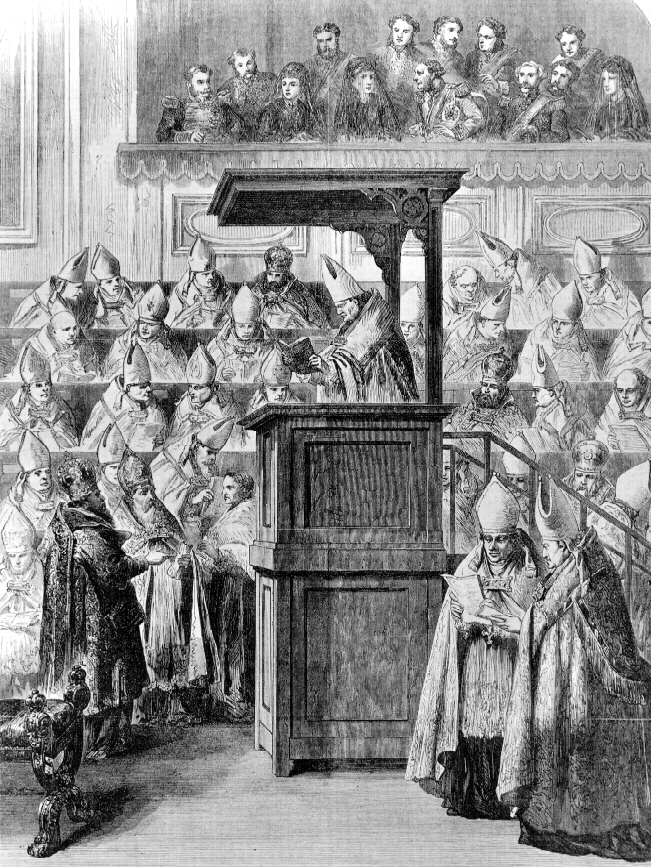 1. Vatikanisches Konzil: Verlesung der Dekrete im Petersdom in Rom