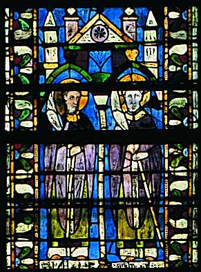 Glasfenster: Rufinus und Victorinus, um 1475, in der oberen Kirche der Franziskus-Basilika in Assisi