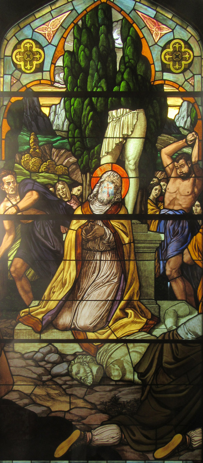 Vigilius' Martyrium, Glasfenster, um 1937, im Santuario der „Schwestern der Liebe” in Lovere