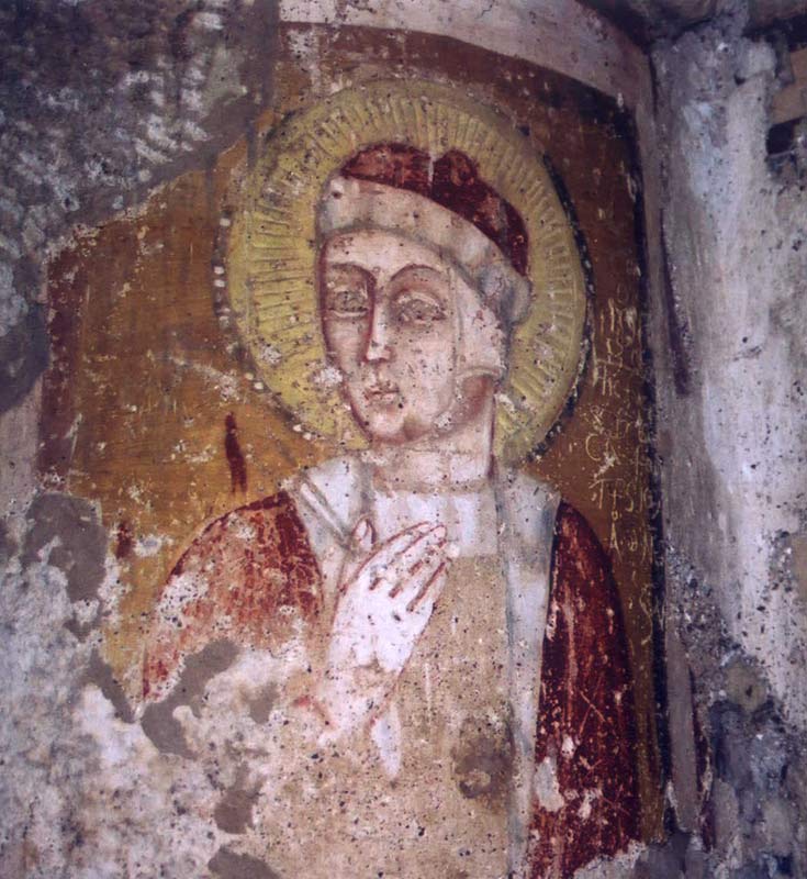 Fresko in der Damian geweihten Kirche in den Ausgrabungen von Carsulae