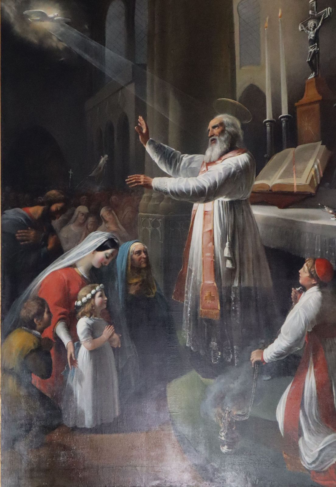 Vulflagius predigt, Bild in der Kirche Saint-Wulphy in Rue