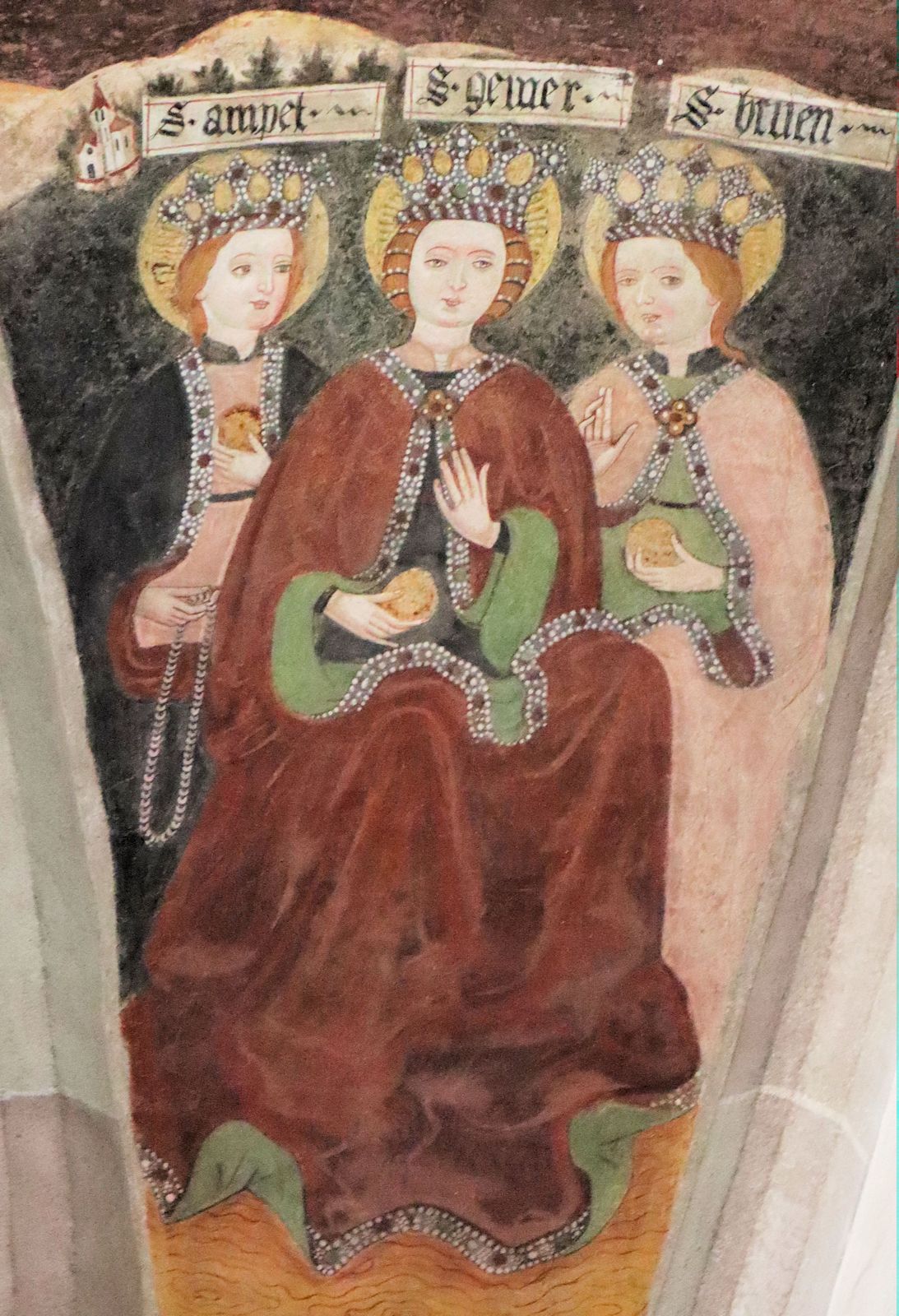 Deckenfreso, um 1470, in der kleinen Kirche in Klerant