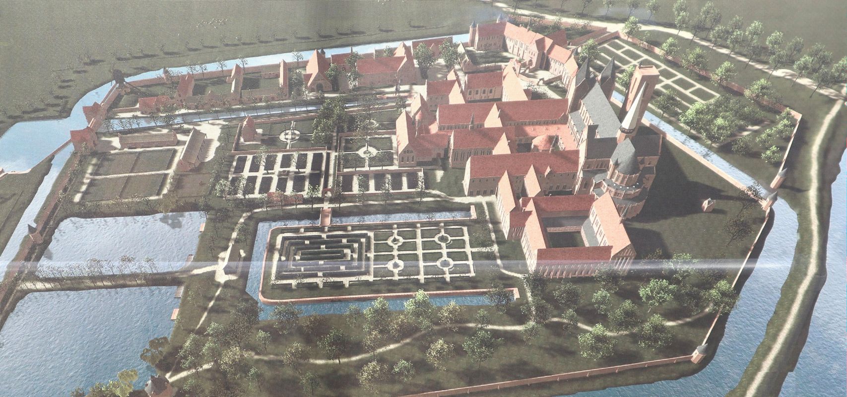 Grafik: Rekonstruktion des Bernhardusklosters in Adwerth