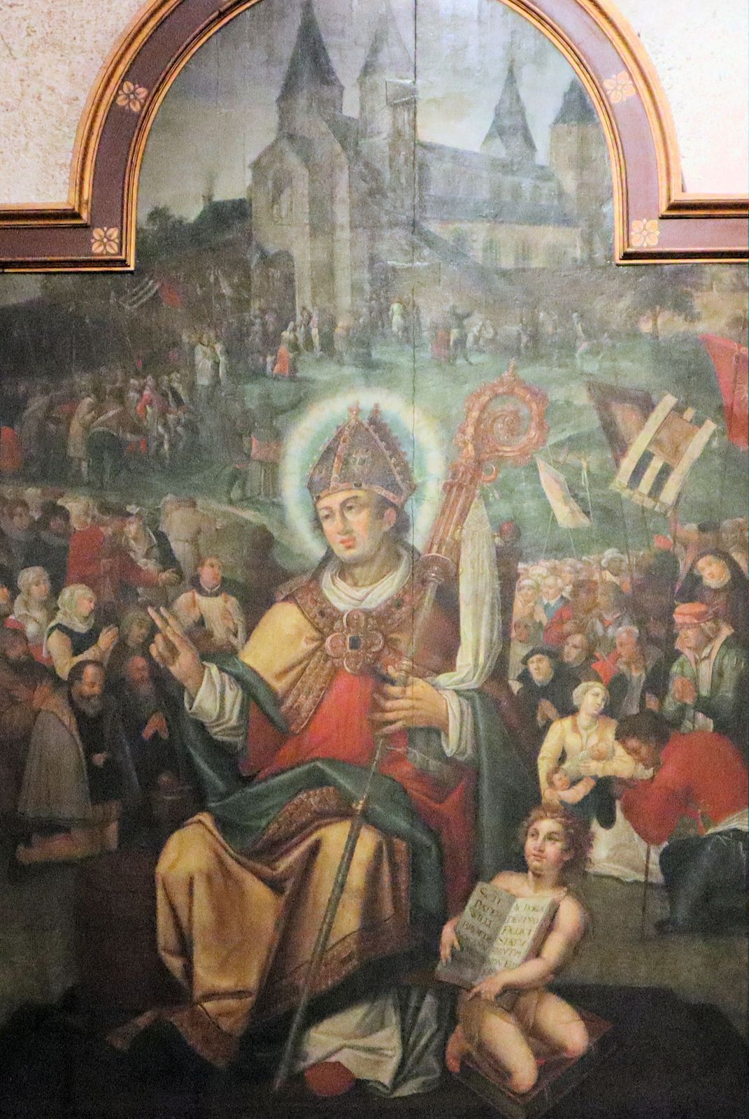 Anton Stevens: Willibrord und die Springprozession, Altarbild, 1604, in der Willibrord-Basilika in Echternach