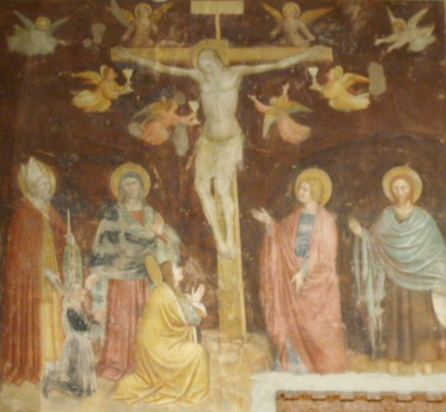 Altichiero da Zevio: Zeno (links) unter dem Kreuz, um 1370, in der Kirche San Zeno in Verona
